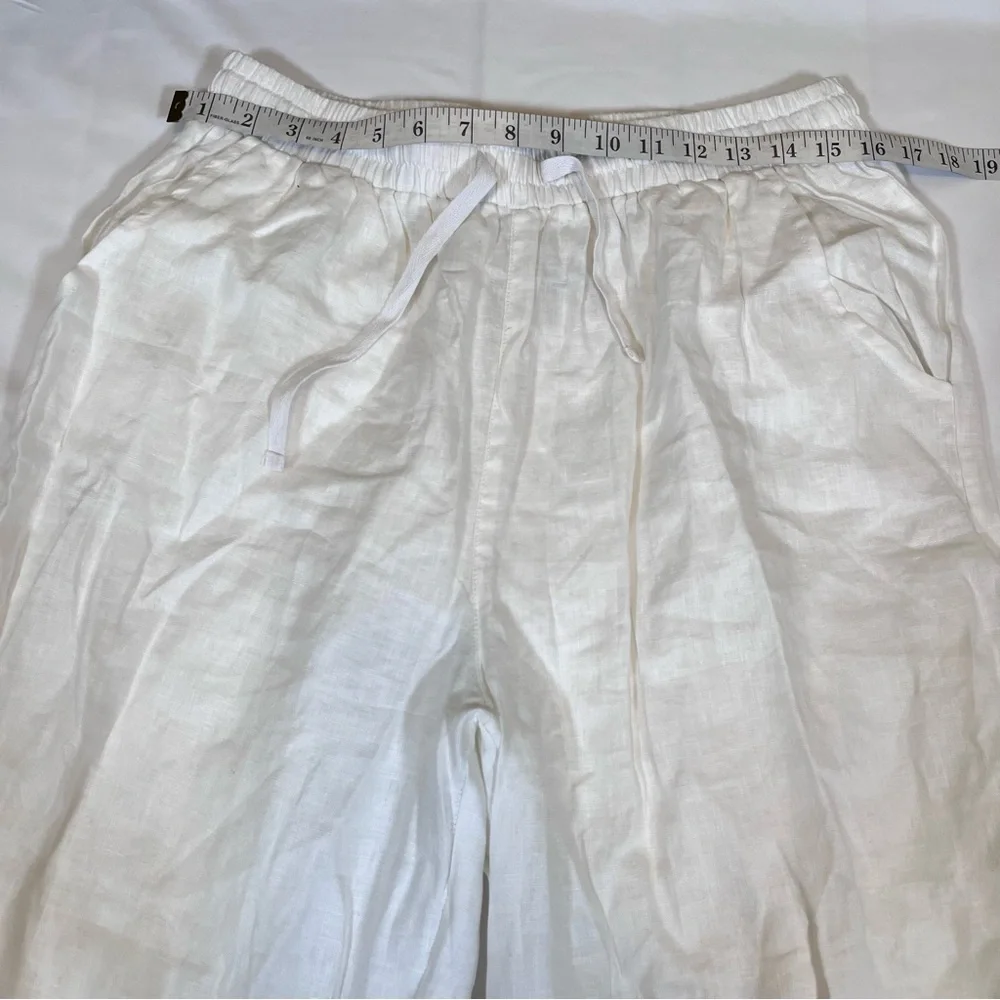 Feel Good Store Women’s L White Linen Wide Leg Pants Loose Fit Casual‎